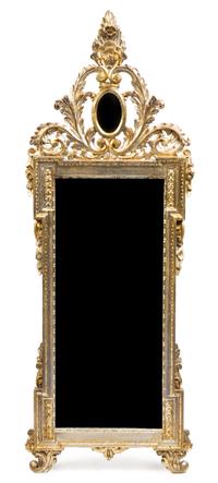A Louis XVI Style Silvered Wood Mirror Height 53 1/2 x width 18 1/2 inches. — LABARGE, 20TH CENTURY