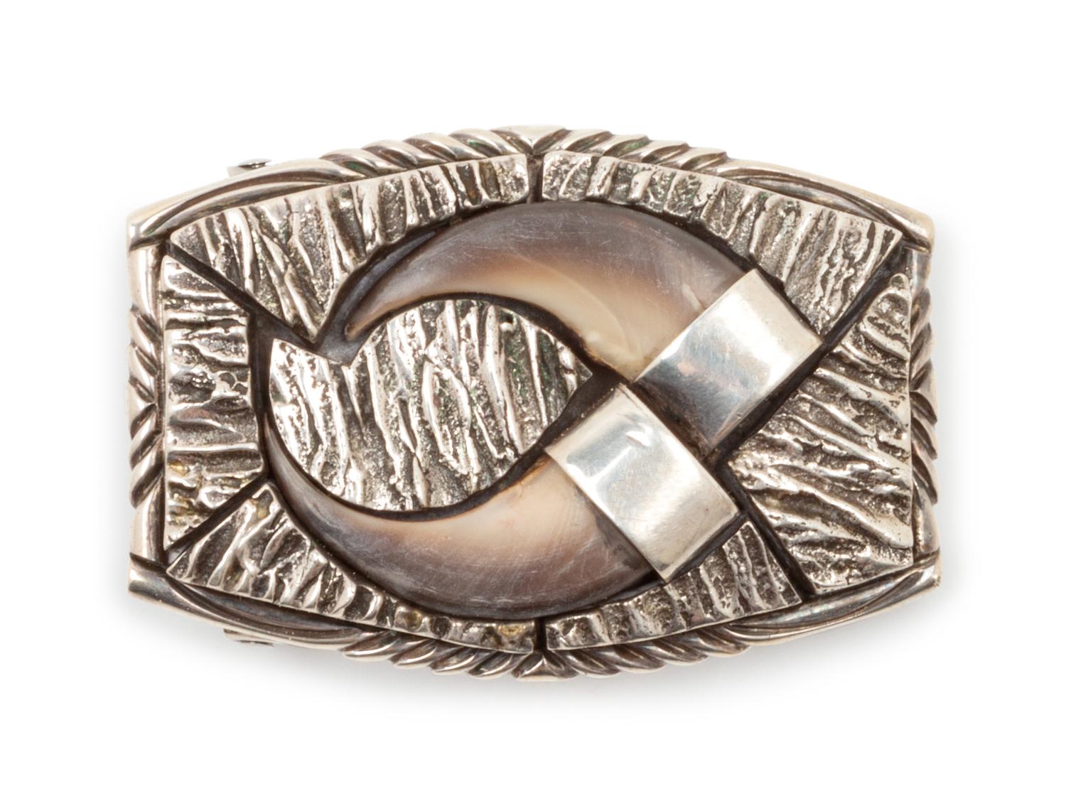 Sterling Silver Belt Buckle with Bear Claws