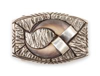 Sterling Silver Belt Buckle with Bear Claws