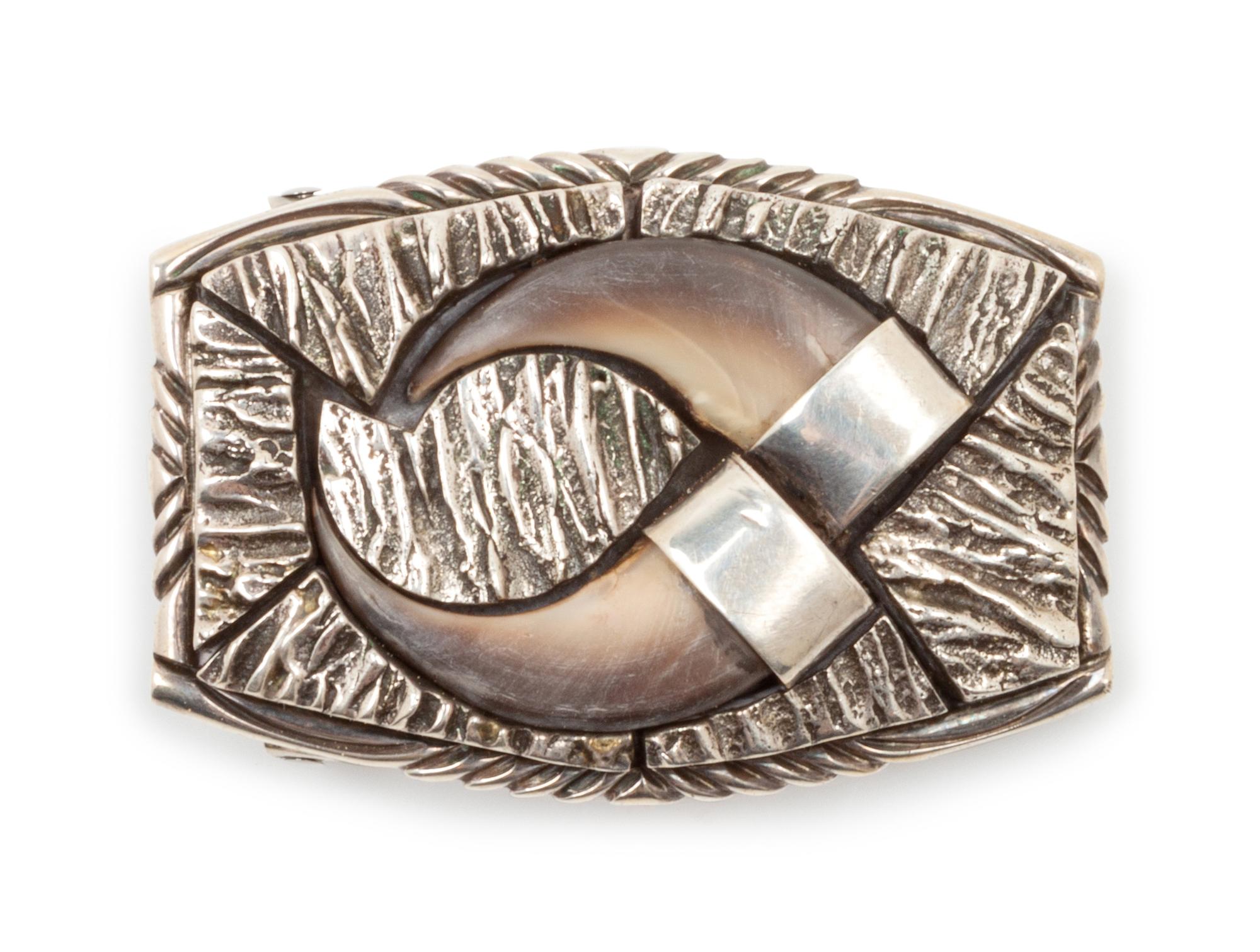 Sterling Silver Belt Buckle with Bear Claws