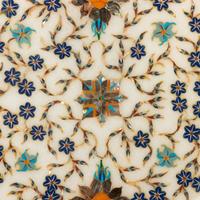 An Indian Carved Marble and Semiprecious Stone Inlaid Tray
