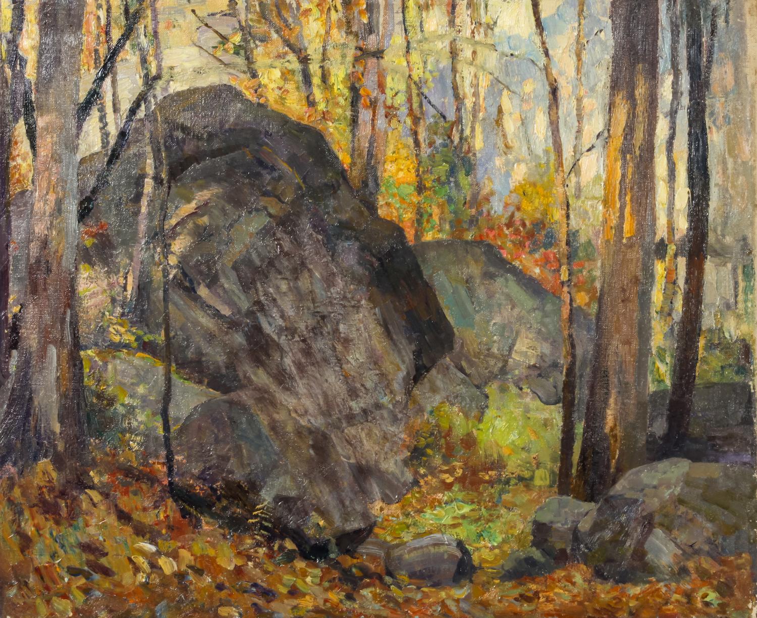 Attributed to Arthur Ernst Becher, (German/American, 1877-1960), Boulder with Trees