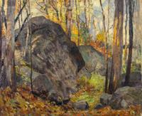 Attributed to Arthur Ernst Becher, (German/American, 1877-1960), Boulder with Trees
