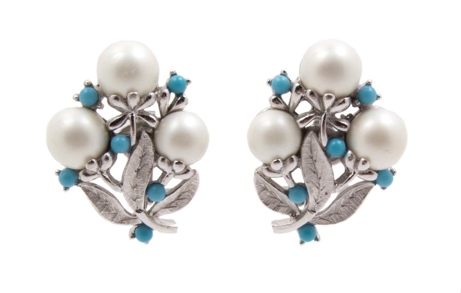 A Pair of Sarah Coventry Faux Pearl Earclips,