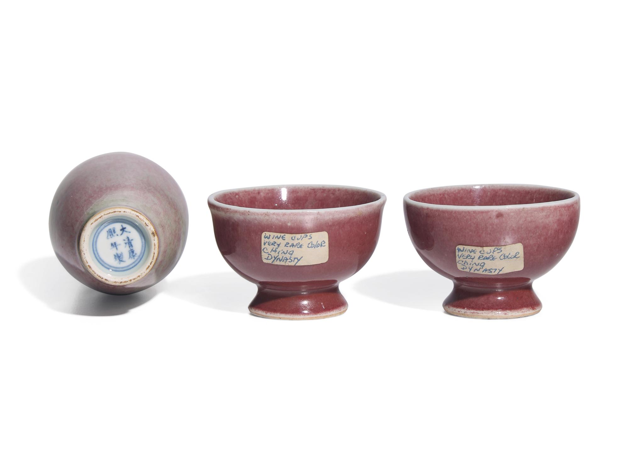 Four Chinese Sang-de-Boeuf Glazed Porcelain Wares
