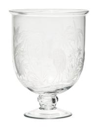 A Blown and Etched Glass Hurricane Vase