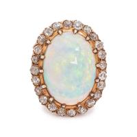ANTIQUE, OPAL AND DIAMOND RING
