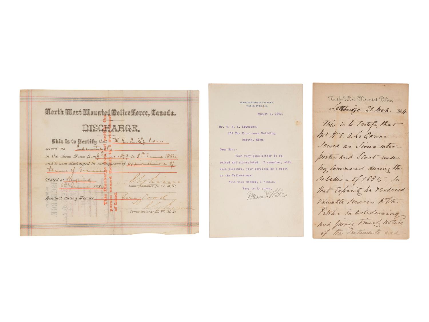 [WESTERN AMERICANA]. Archive of US Army Indian Scout and interpreter, William E. Archbold LeQuesne (1858-1915), featuring retrospective accounts of Sitting Bull and the Plains Indians Wars.