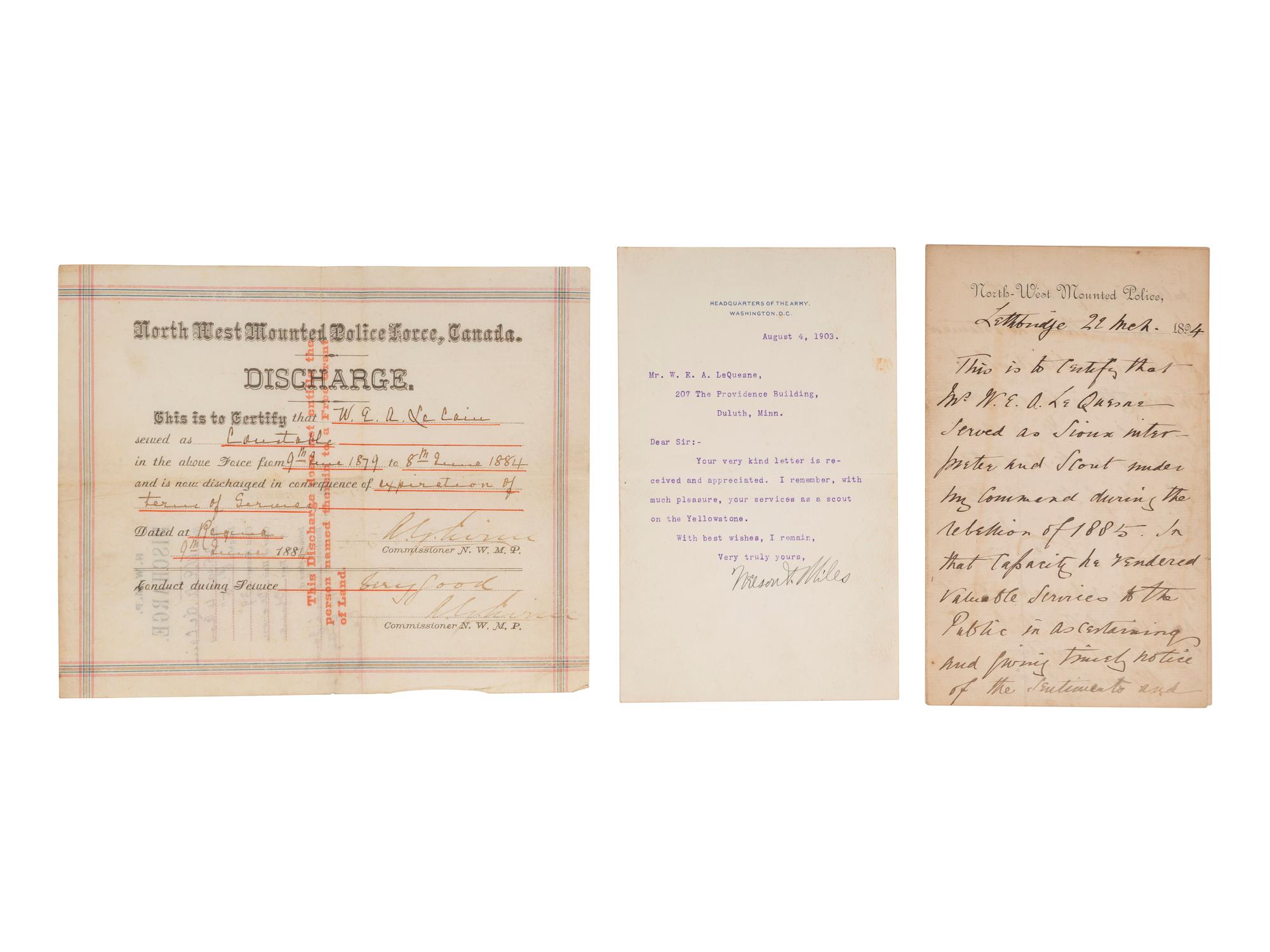 [WESTERN AMERICANA]. Archive of US Army Indian Scout and interpreter, William E. Archbold LeQuesne (1858-1915), featuring retrospective accounts of Sitting Bull and the Plains Indians Wars.
