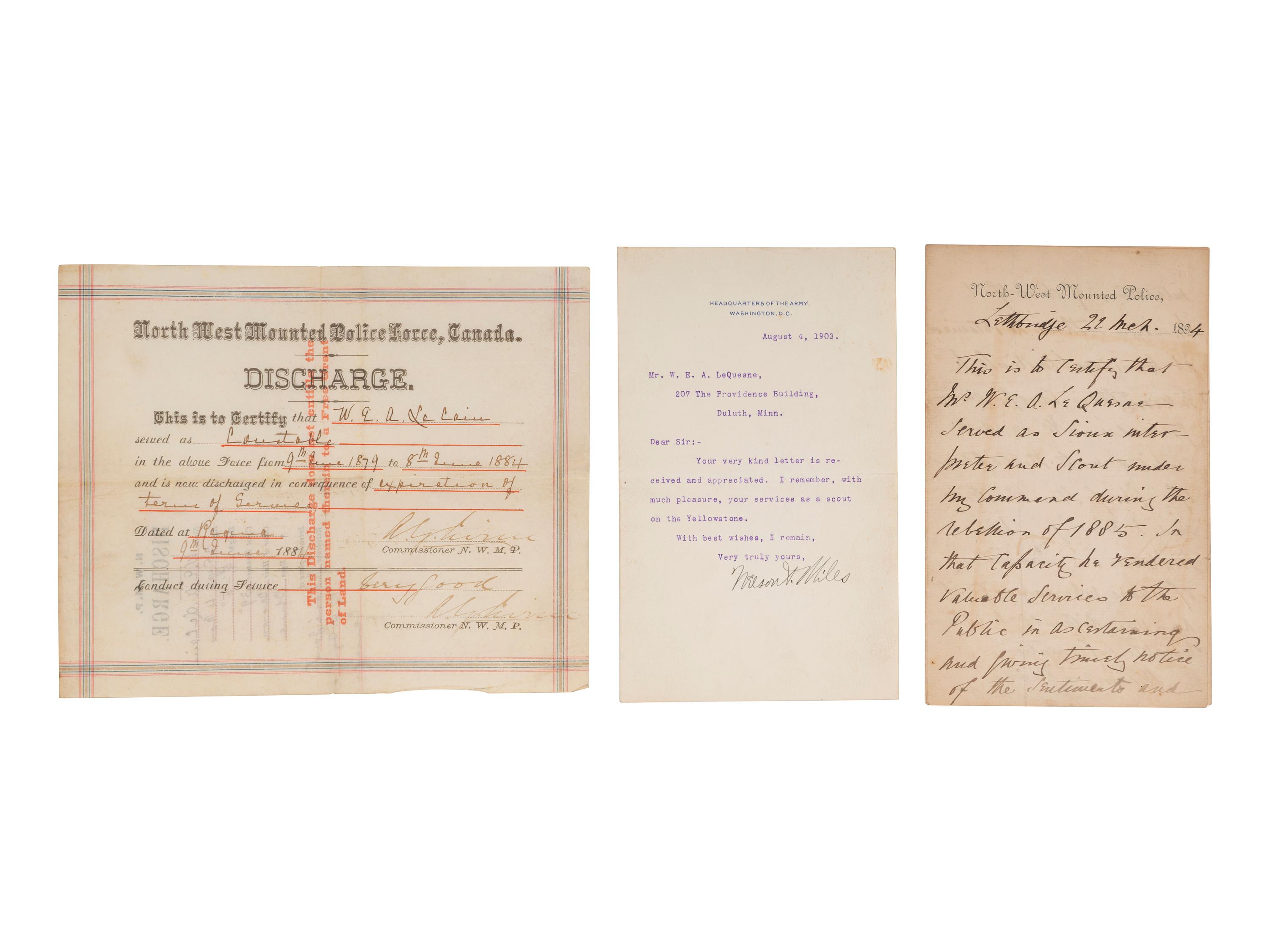 [WESTERN AMERICANA]. Archive of US Army Indian Scout and interpreter, William E. Archbold LeQuesne (1858-1915), featuring retrospective accounts of Sitting Bull and the Plains Indians Wars.