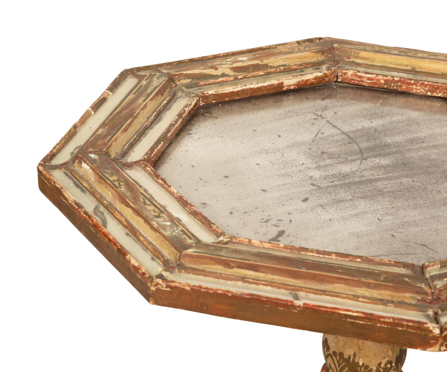 A Pair of Italian Painted and Parcel Gilt Octagonal Side Tables
