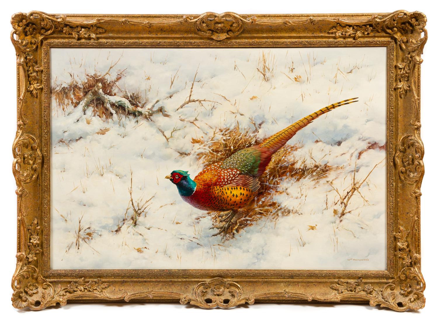 William Hollywood, (British, 1923-2007), Cock Pheasant in Snow, 1973