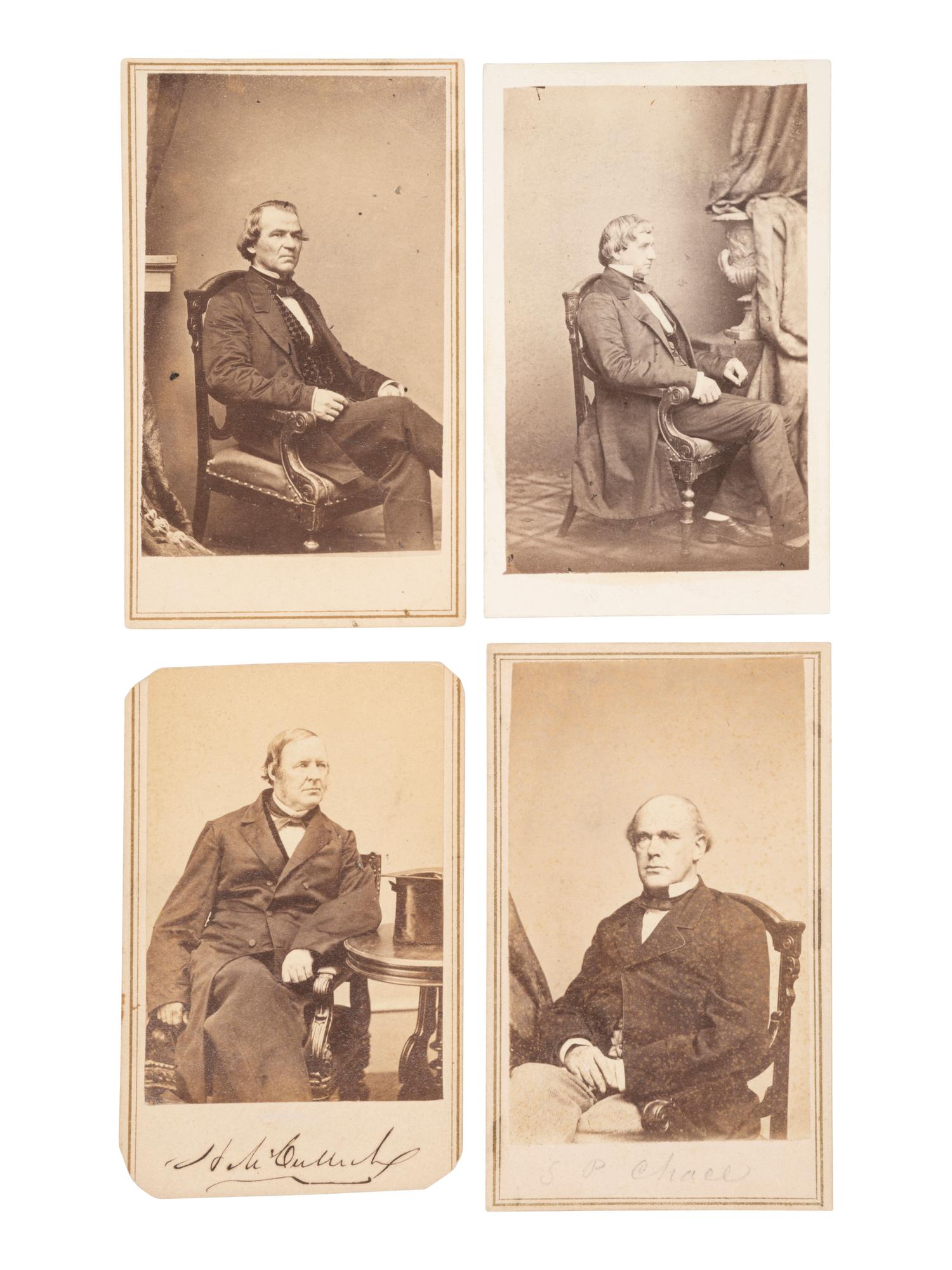 [CIVIL WAR]. 9 CDVs ft. members of Lincoln's cabinet & other politicians, incl. CHASE, WELLS, etc.