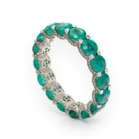 Emerald, Diamond, and White Gold Ring
