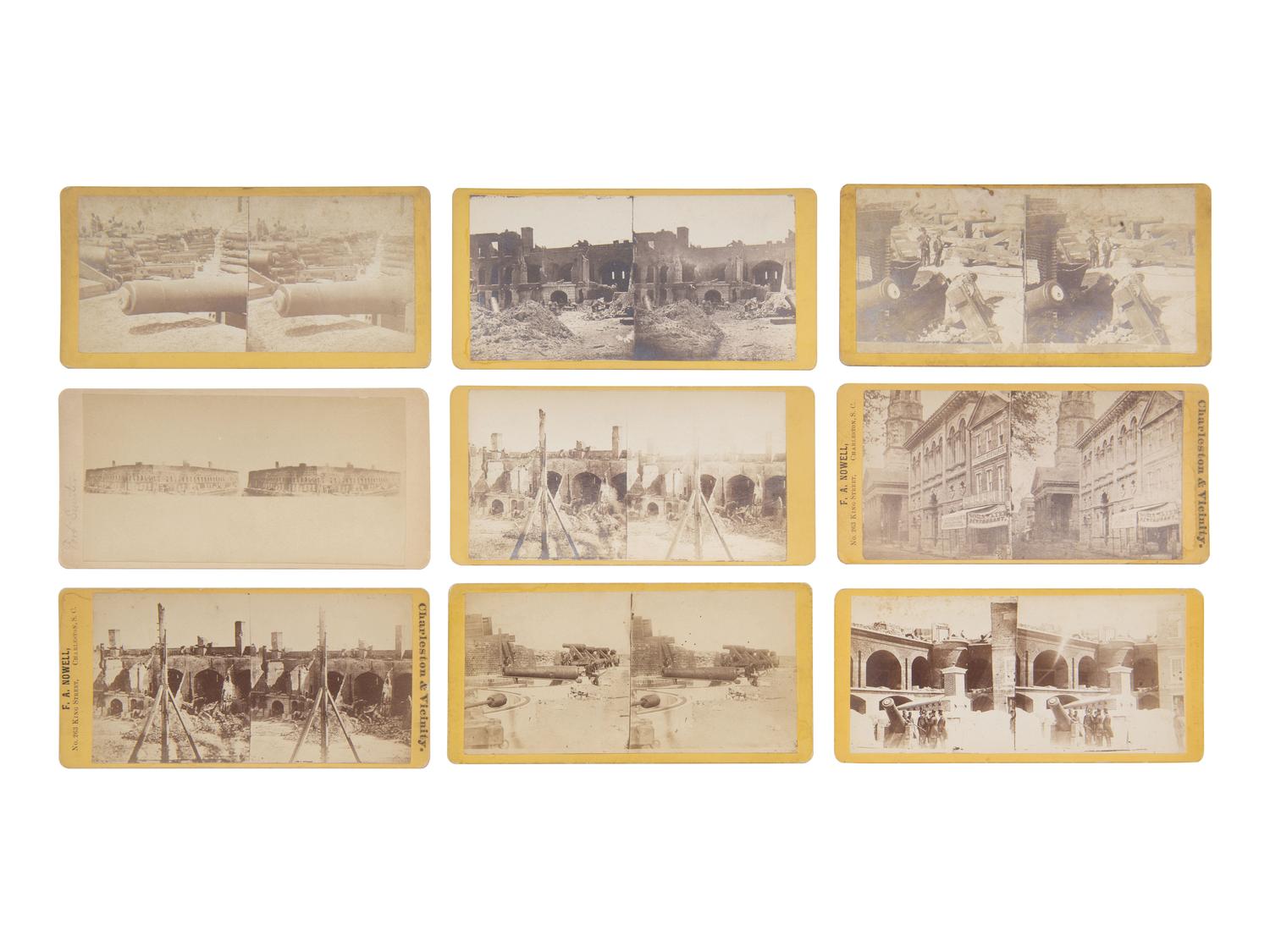 [CIVIL WAR]. 32 stereoviews of Charleston and Ft. Sumpter, many including artillery.