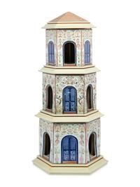 A Famille Rose Porcelain Three-Tier Pagoda