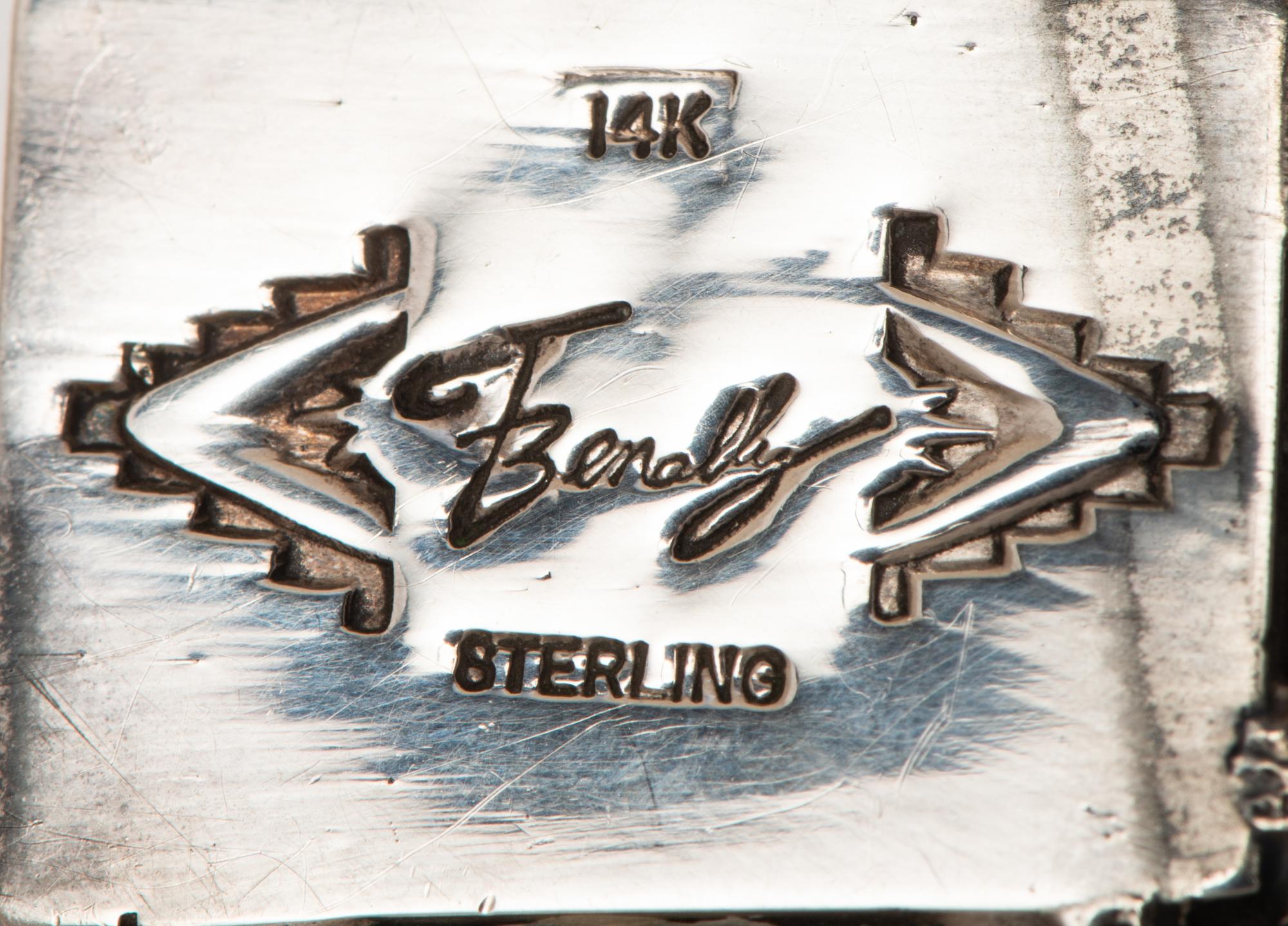 Sterling Silver Link Bracelet, with 14k Gold Accents and Mosaic Turquoise Inlay Lot is located and will ship from Denver, Colorado.