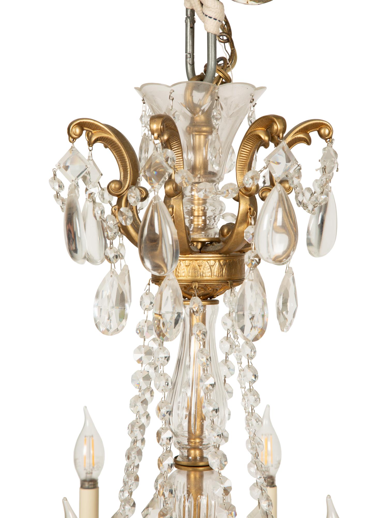 An Empire Style Gilt Metal Eight-Light Chandelier