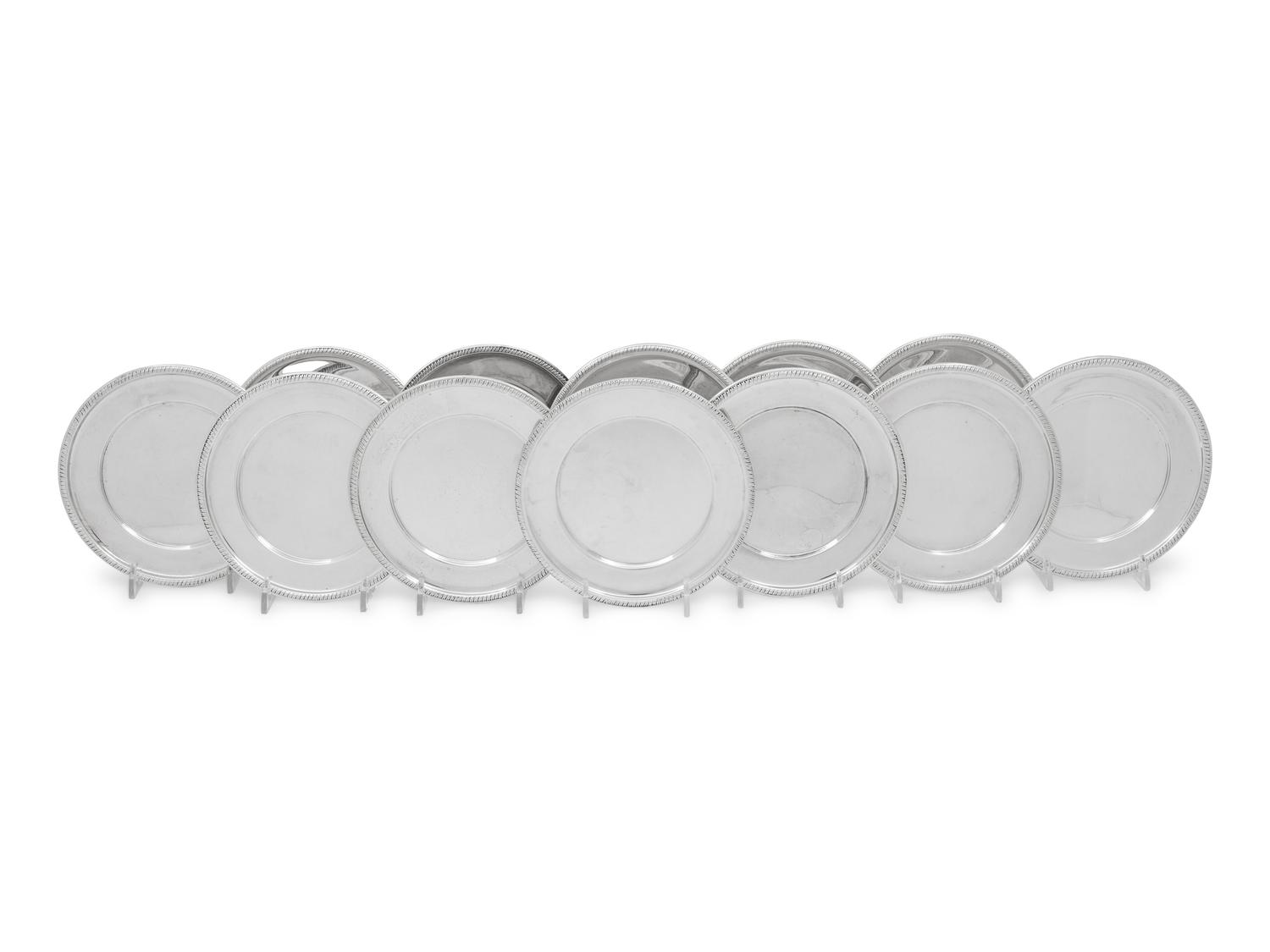 A Set of Twelve American Silver Bread Plates