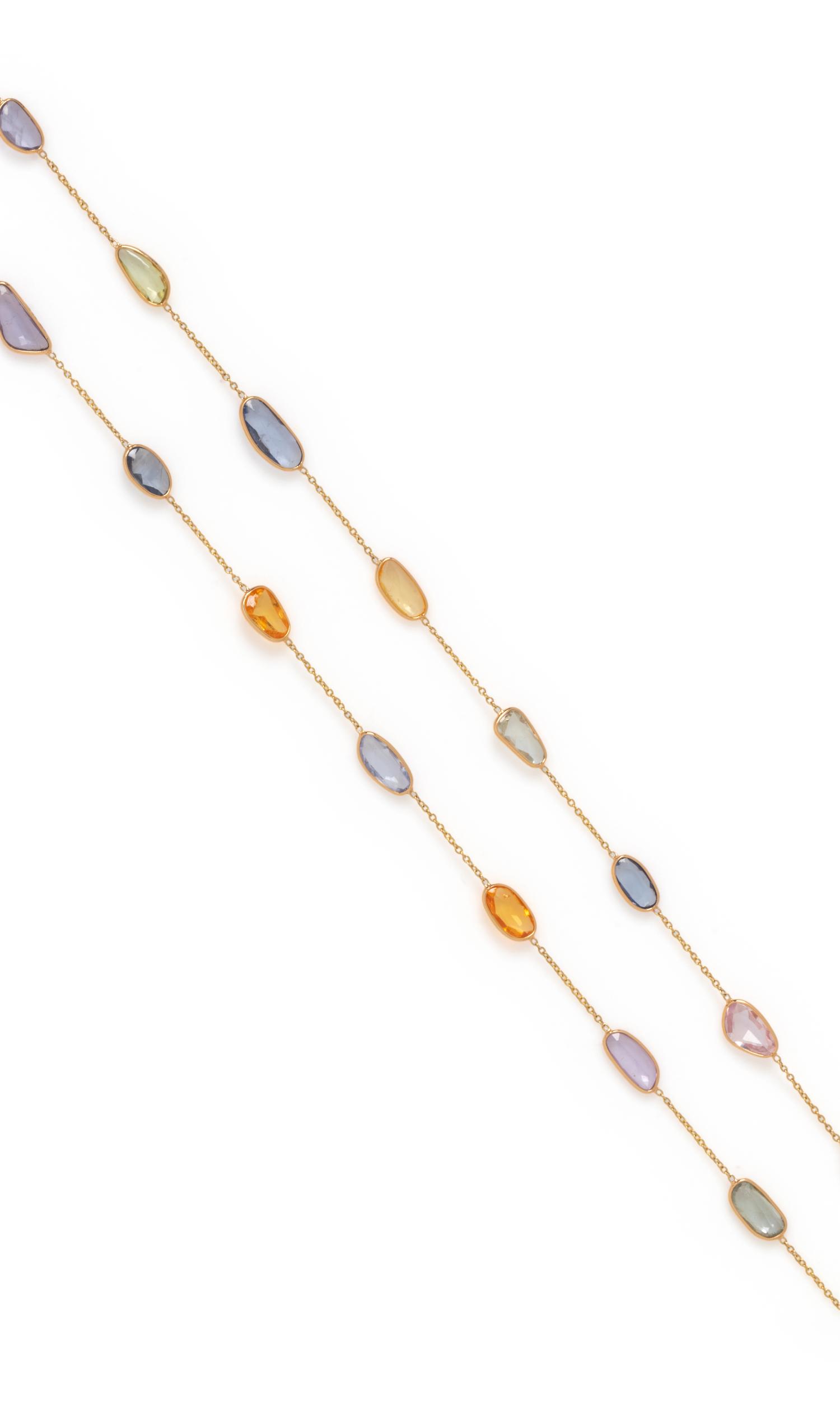 YELLOW GOLD AND MULTICOLOR SAPPHIRE NECKLACE