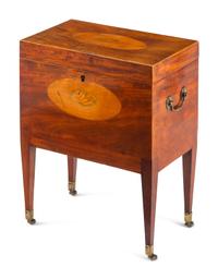 A George III Mahogany, Satinwood and Marquetry Cellarette