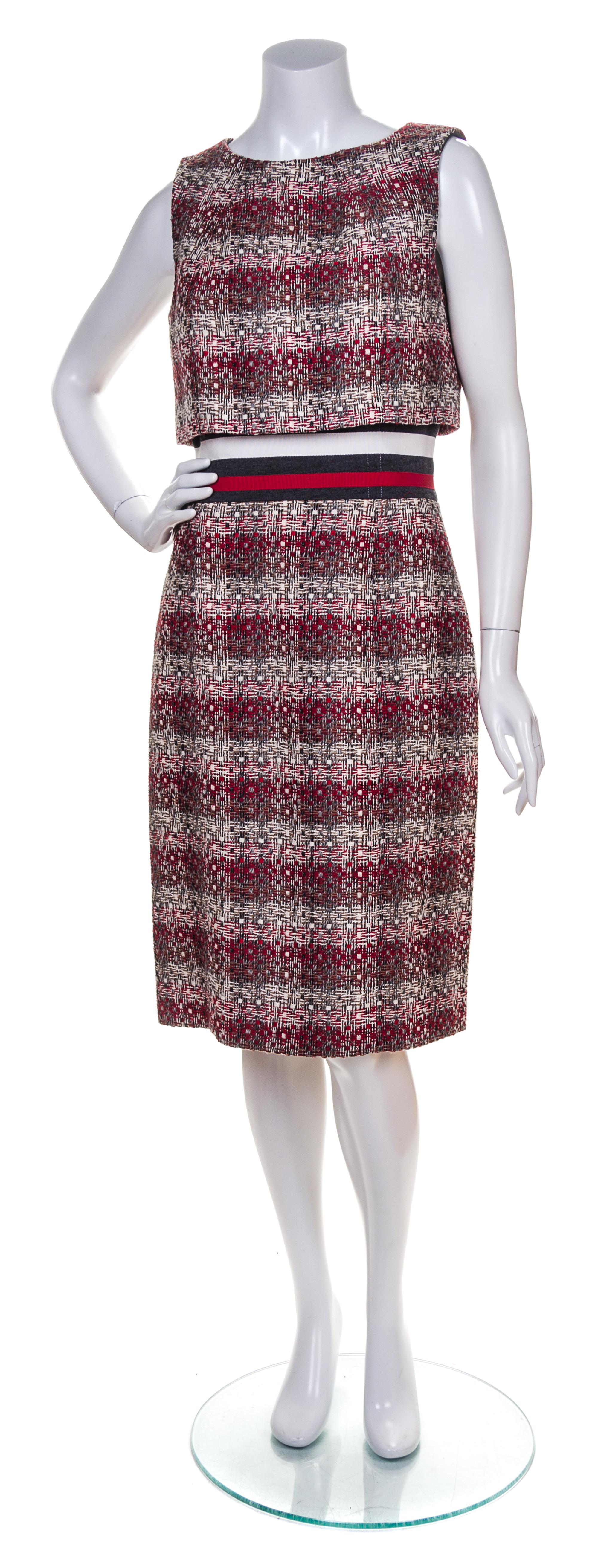 A Carolina Herrera Multicolor Tweed Sleeveless Dress, Size 10.