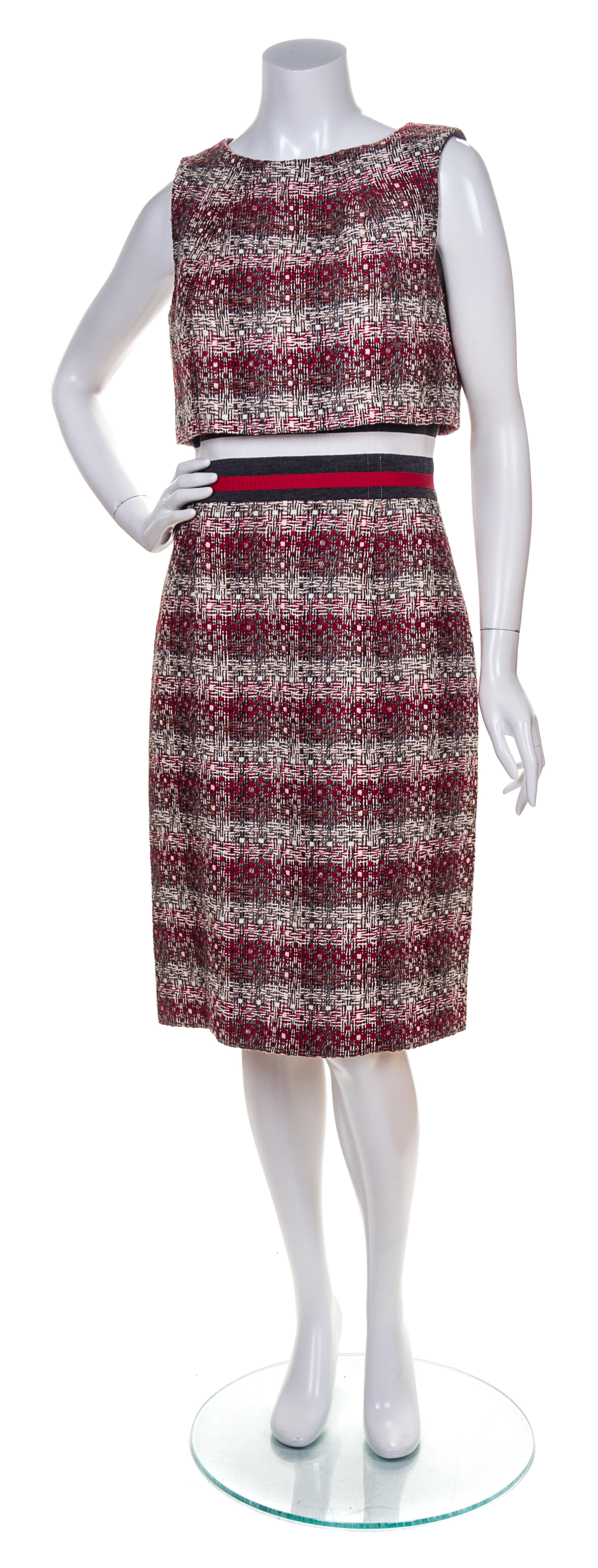 A Carolina Herrera Multicolor Tweed Sleeveless Dress, Size 10.