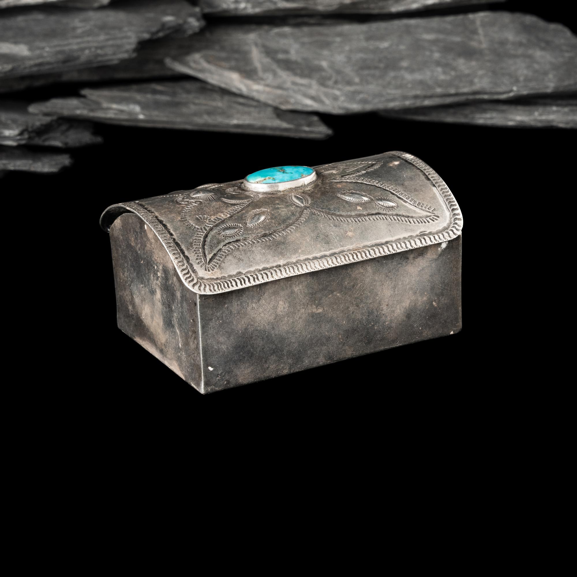 Navajo Silver and Turquoise Lidded Box