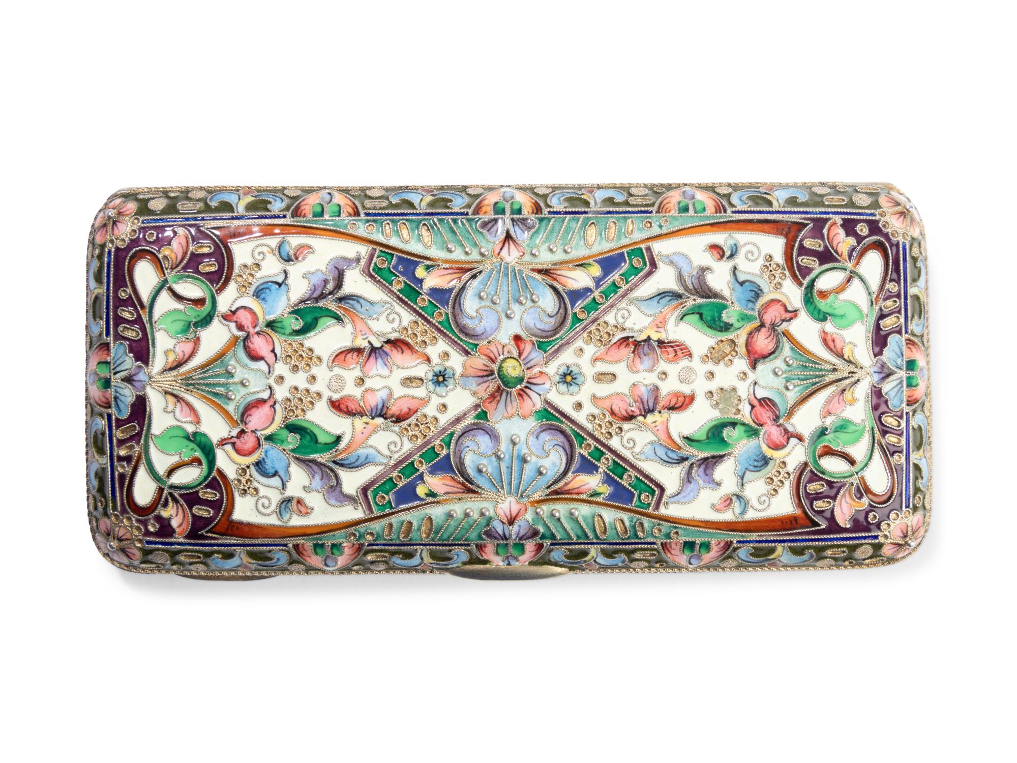 A Russian Shaded Enamel Silver Cigarette Case
