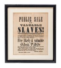 [SLAVERY & ABOLITION]. Public Sale of Valuable Slaves! Maysville, KY: N.p., 29 December [1854].