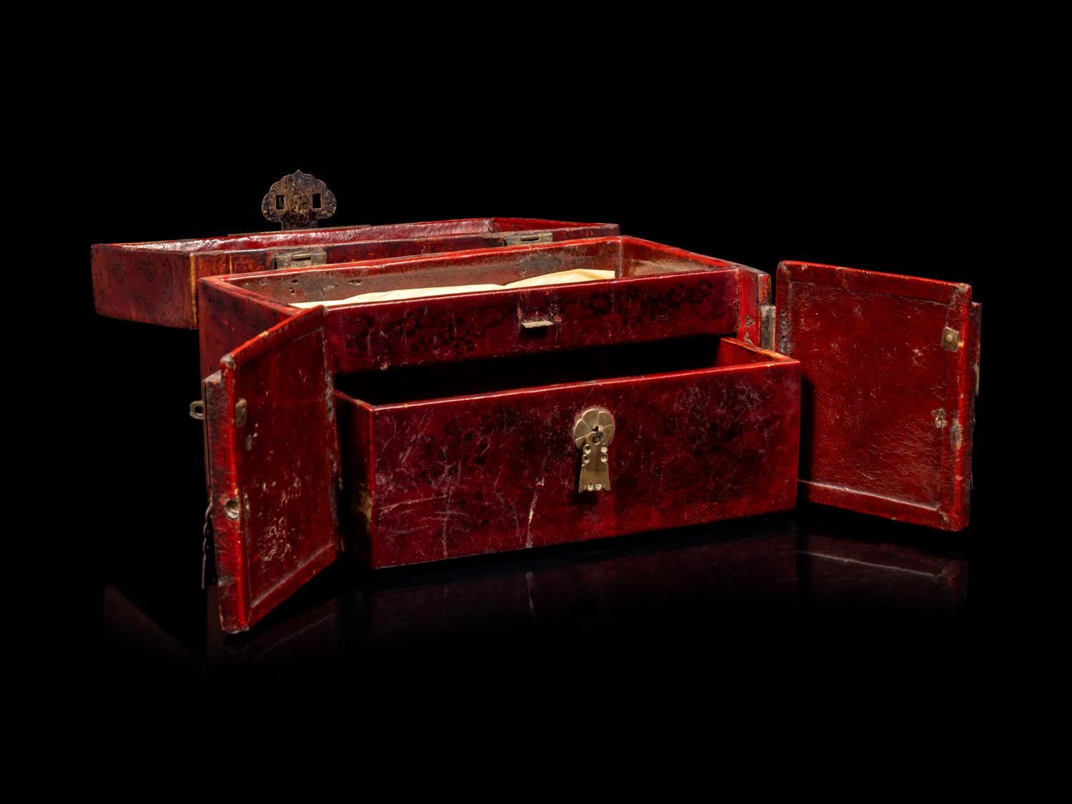 A Chinese Red Lacquered Wood Document Box
