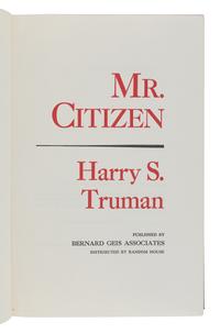 TRUMAN, Harry S. (1884-1972). Mr. Citizen. New York: Bernard Geis Associates,1960.