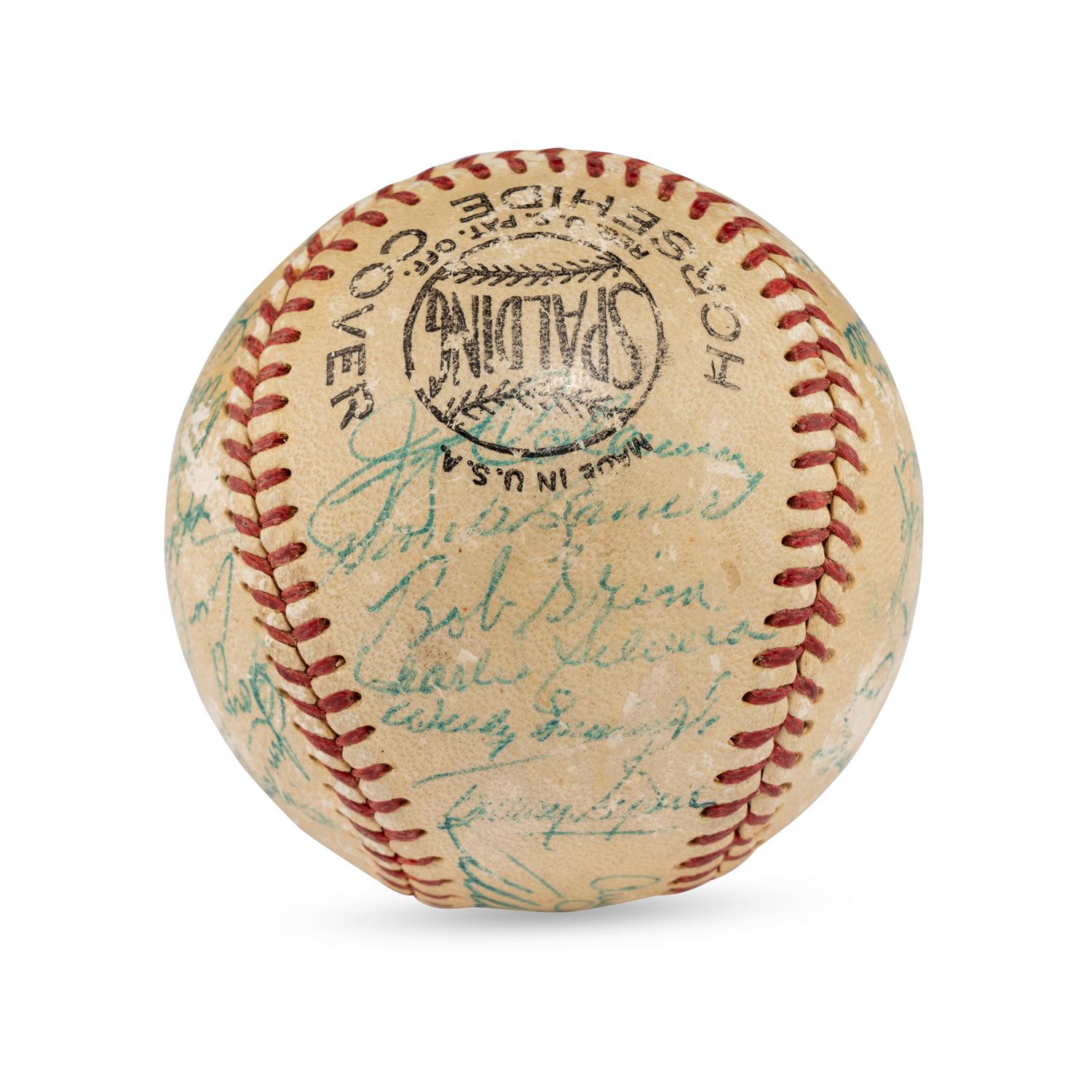 A 1954 New York Yankees Team Signed Autograph Baseball Featuring Mickey Mantle (Beckett Authentication Services Letter of Authenticity)