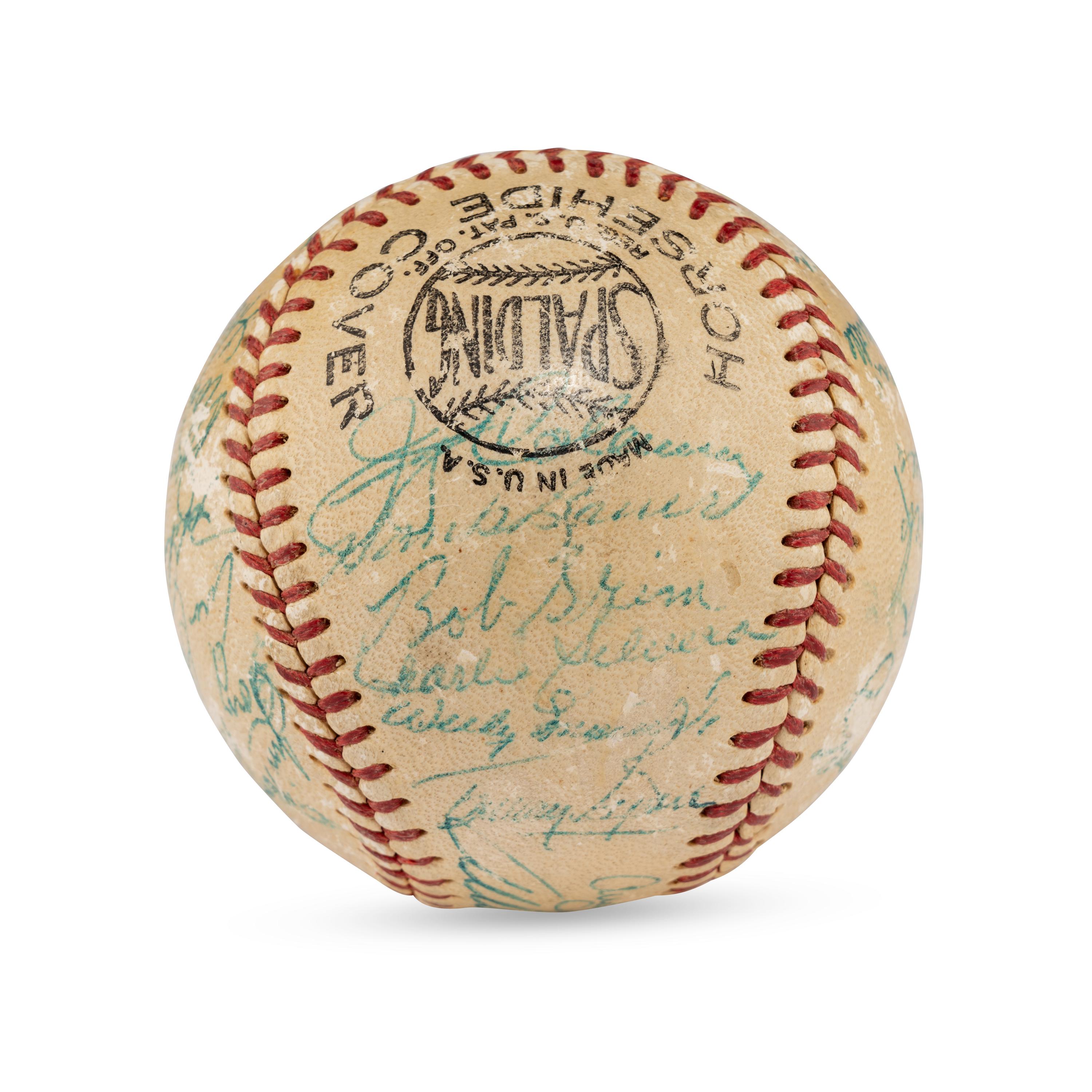 A 1954 New York Yankees Team Signed Autograph Baseball Featuring Mickey Mantle (Beckett Authentication Services Letter of Authenticity)