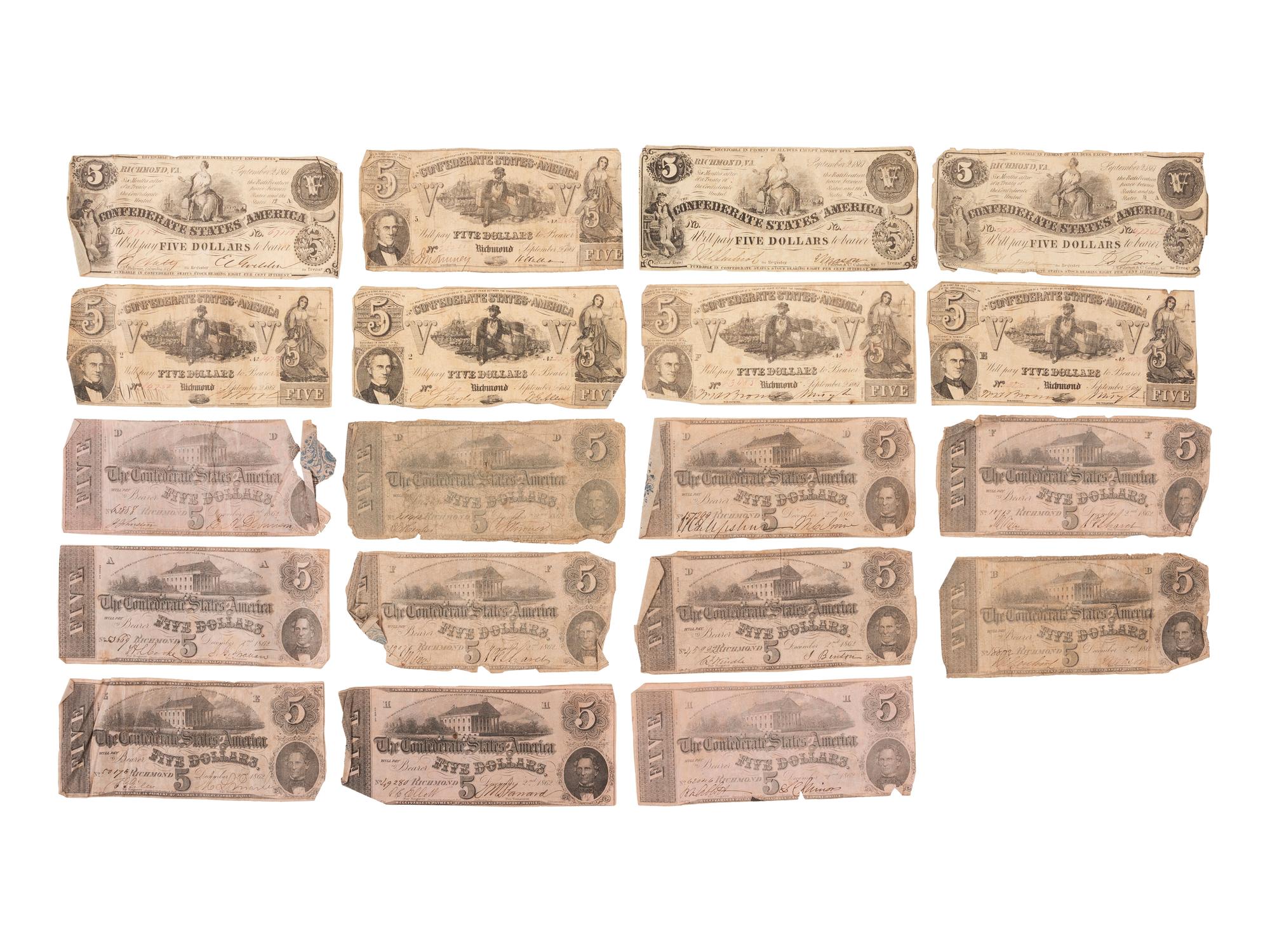 [CONFEDERATE] -- [CURRENCY]. A large group of Confederate notes.
