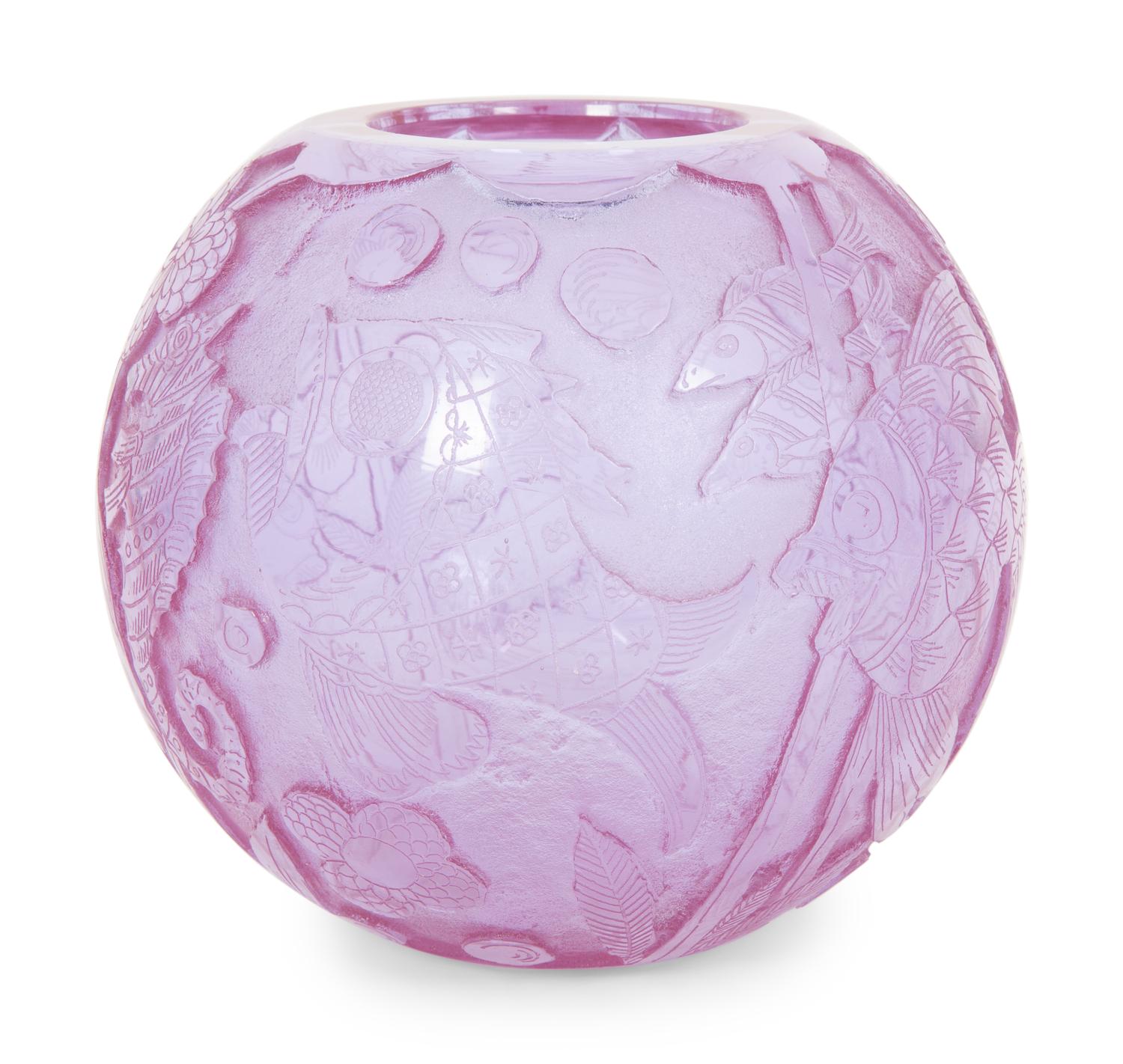 A Moser Art Deco Amethyst Glass Vase by Heinrich Hussman (1899-1982)