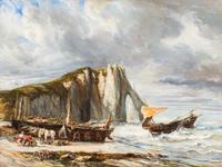Attributed to Louis Gabriel Eugène Isabey, (French, 1803-1886), Cliffs at Etreat