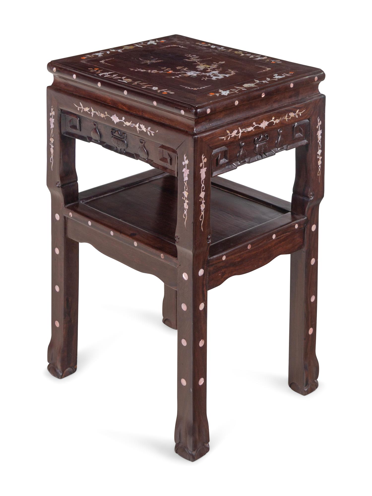 A Set of Chinese Rosewood and Mother-of-Pearl Inlaid Furniture