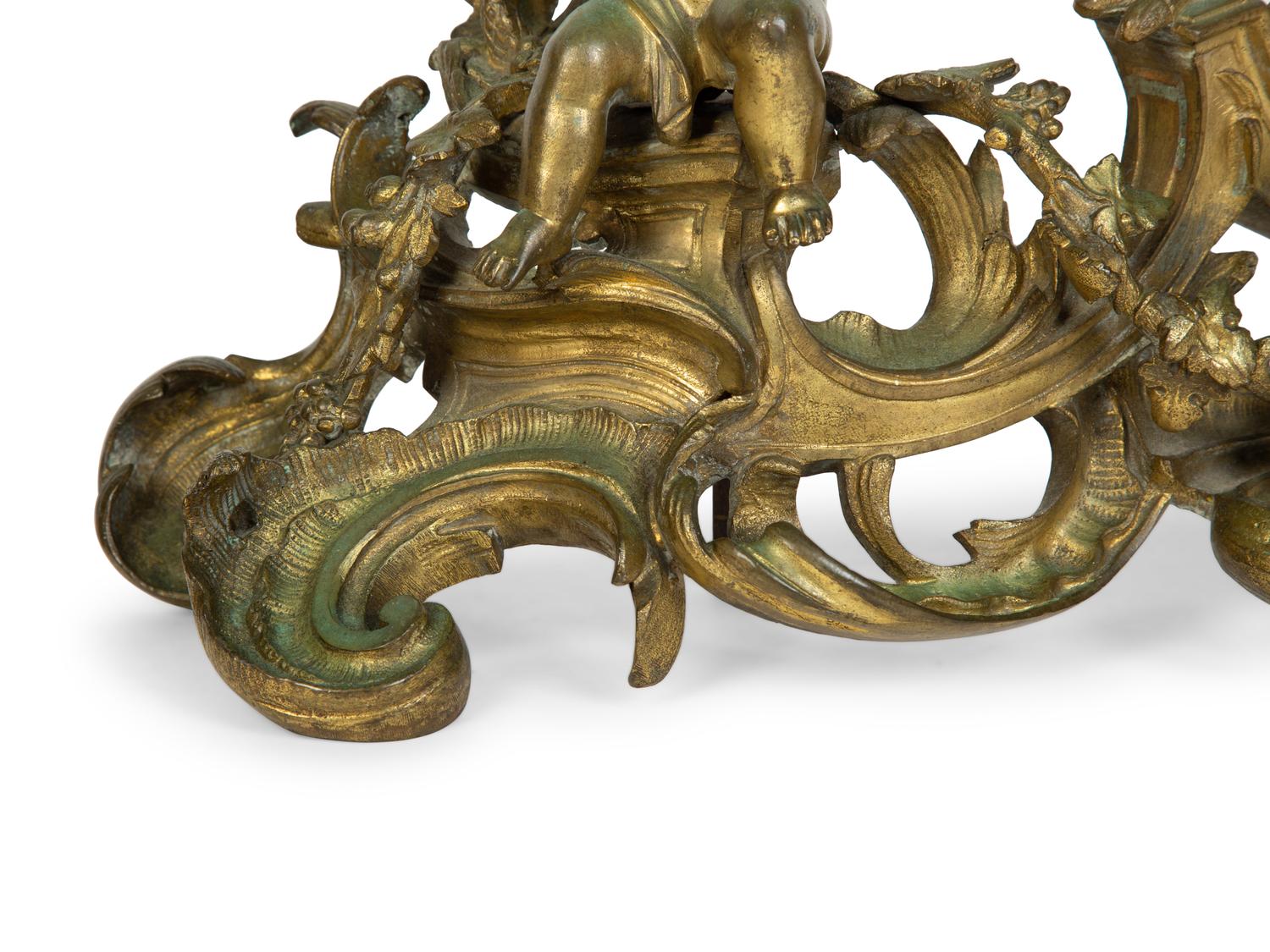 A Pair of Louis XV Style Gilt Bronze Chenets