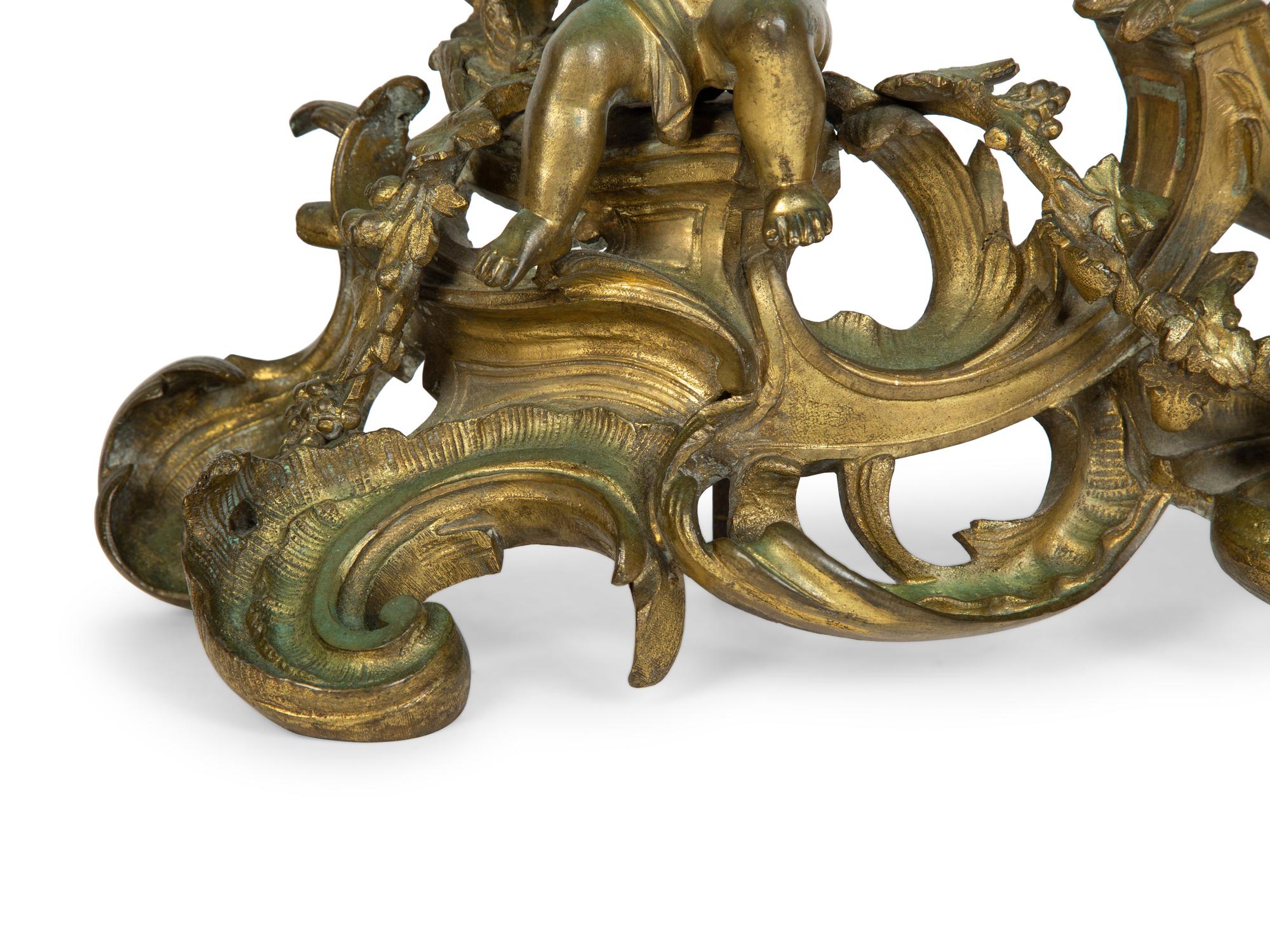 A Pair of Louis XV Style Gilt Bronze Chenets