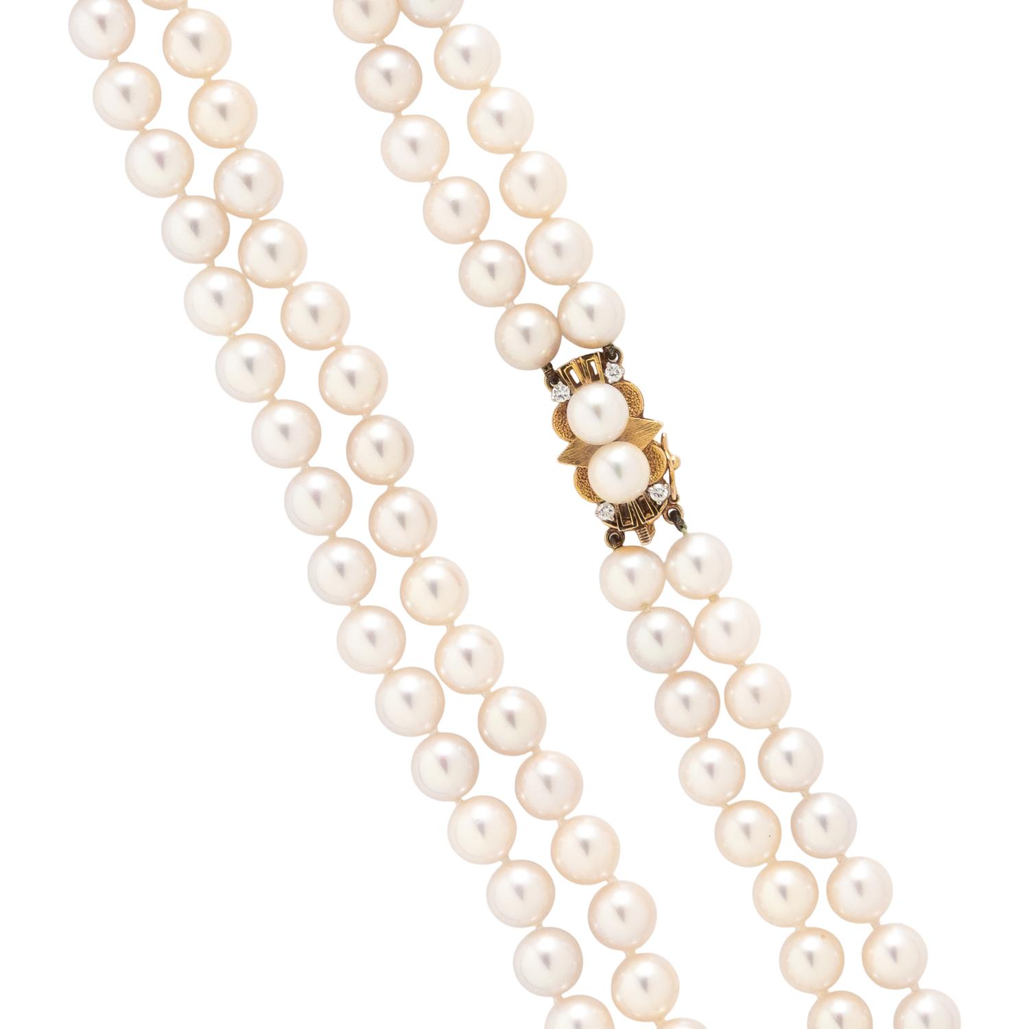 CULTURED PEARL AND DIAMOND NECKLACE