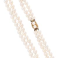 CULTURED PEARL AND DIAMOND NECKLACE