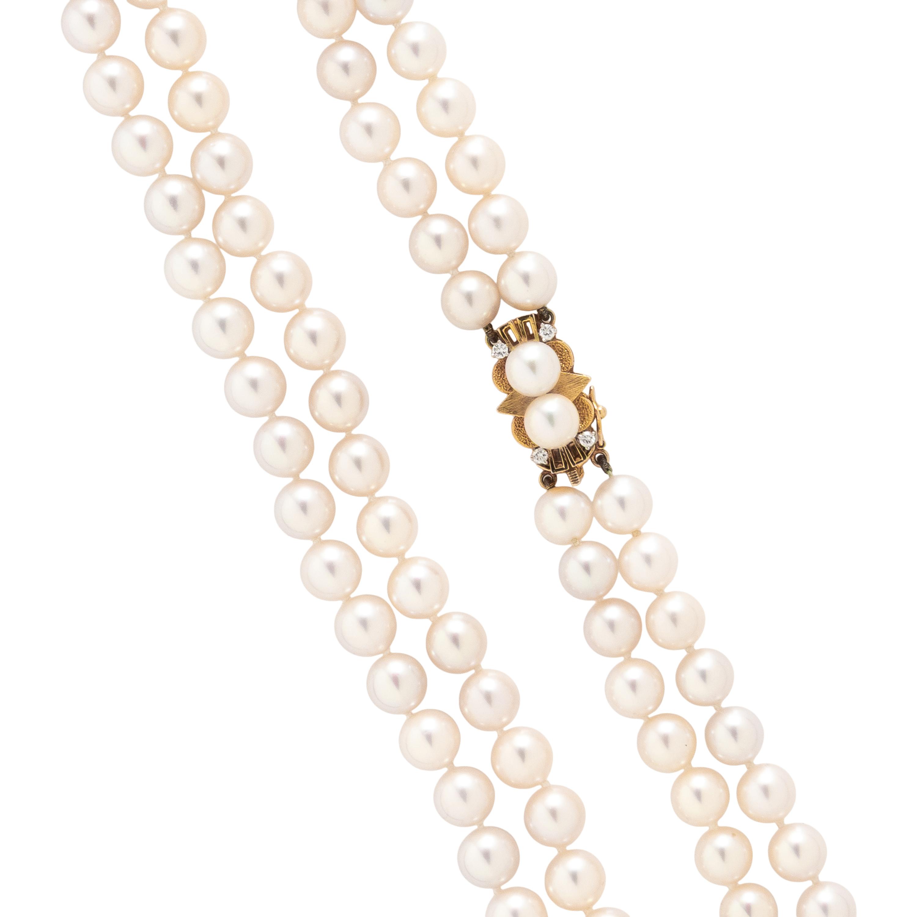 CULTURED PEARL AND DIAMOND NECKLACE