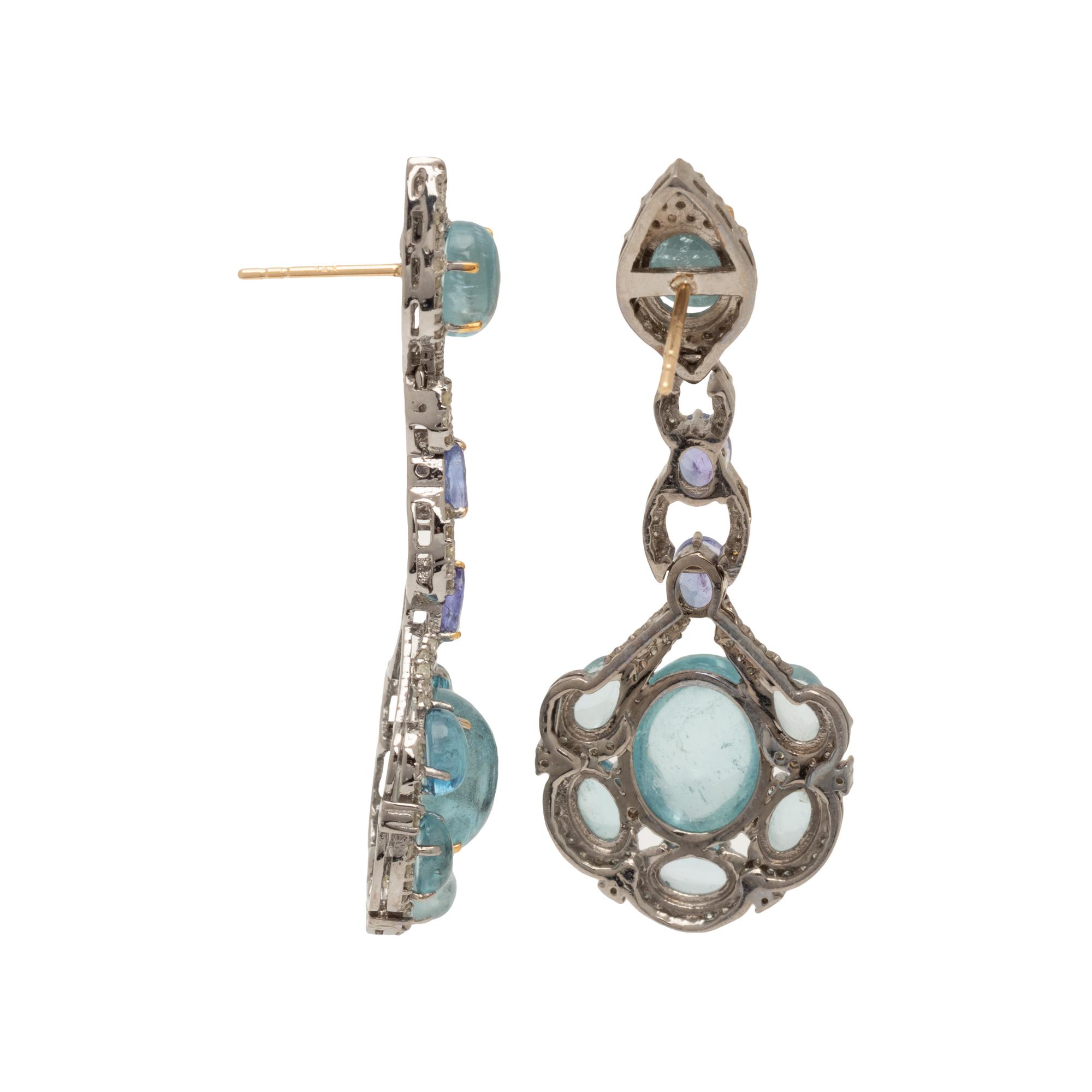 GEMSTONE AND DIAMOND EARRINGS