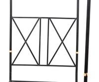 A Pair of Bronzed Metal Twin Four Poster Beds with Bed Hangings