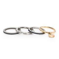 Collection of Three Platinum Eternity Bands and a Yellow Gold Ring