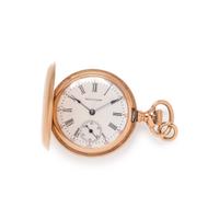 WALTHAM, 14K YELLOW GOLD AND DIAMOND HUNTER CASE POCKET WATCH