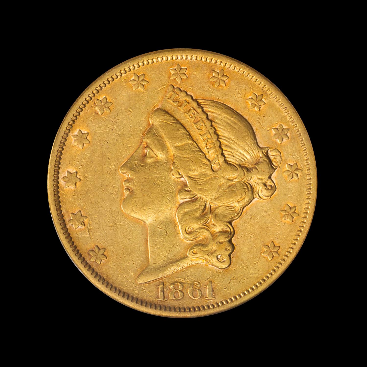 A United States 1861-S Liberty Head $20 Gold Coin