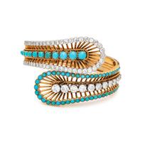 BICOLOR GOLD, TURQUOISE, AND DIAMOND BRACELET