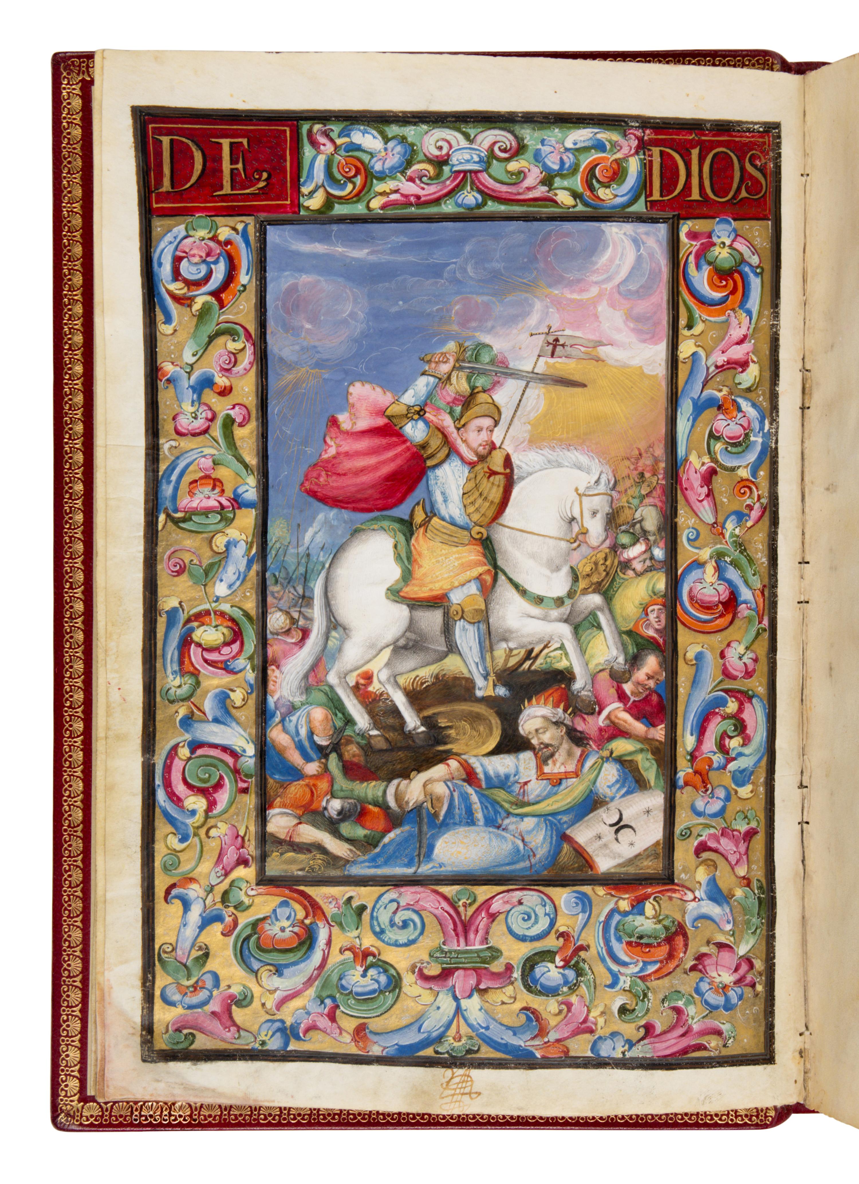 JUAN DEL CASTILLO (likely) (Seville, c. 1584-1640) Carta Ejecutoria de hidalguía (for Diego Maldonado), Illuminated manuscript on parchment [Spain, Granada and Seville, c. 1604–1605]